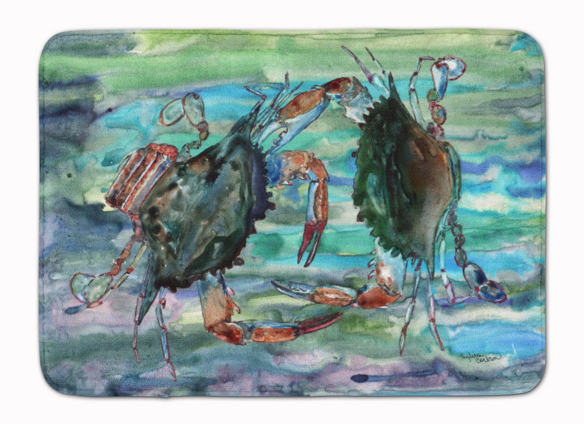 8954RUG Watery Teal & Purple Crabs Machine Washable Memory Foam Mat