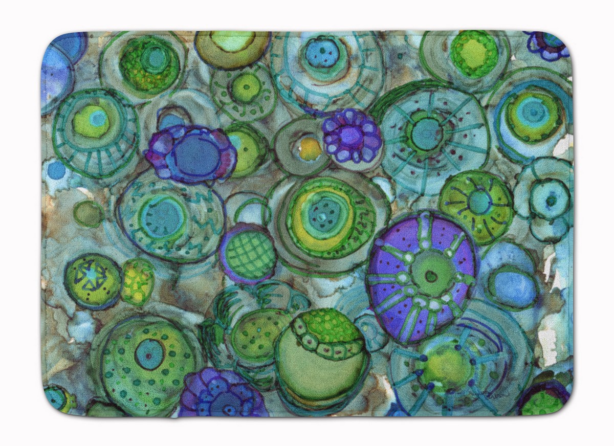 8962RUG Abstract in Blues & Greens Machine Washable Memory Foam Mat