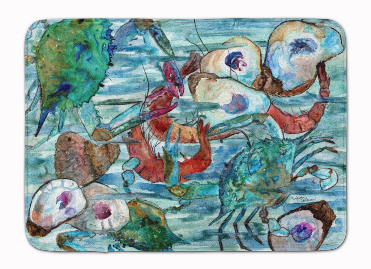 8964RUG Watery Shrimp, Crabs & Oysters Machine Washable Memory Foam Mat