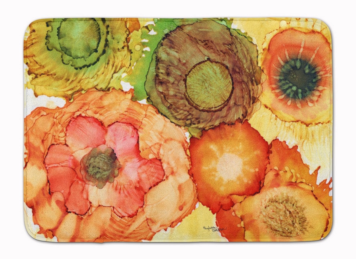 8970RUG Abstract Flowers Blossoms Machine Washable Memory Foam Mat