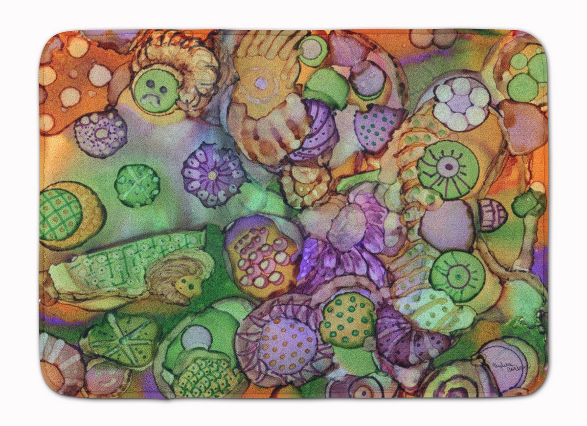 8971RUG Abstract in Purple Green & Orange Machine Washable Memory Foam Mat