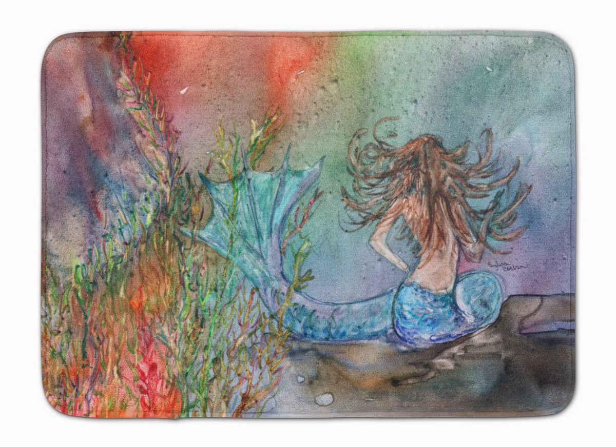 Brunette Mermaid Water Fantasy Machine Washable Memory Foam Mat