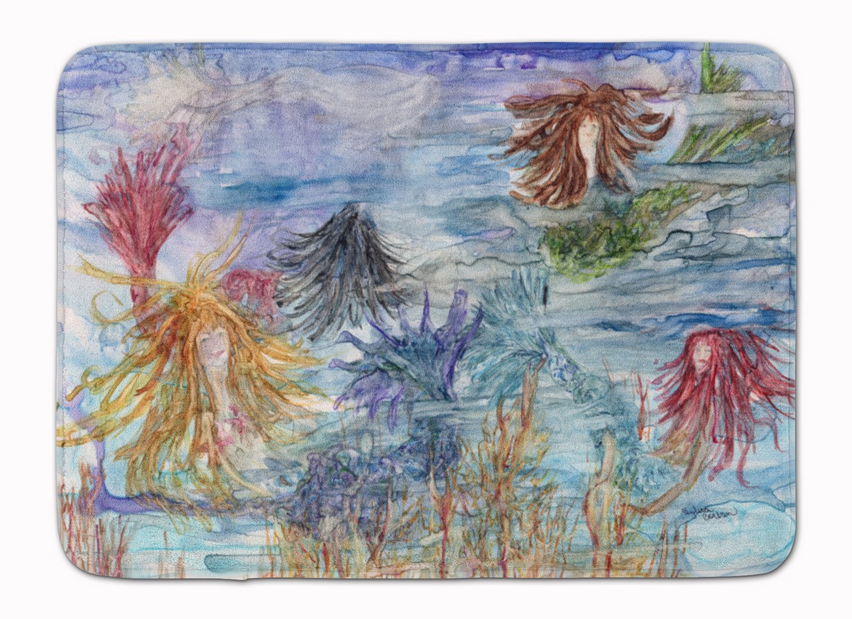 8975RUG Abstract Mermaid Water Fantasy Machine Washable Memory Foam Mat