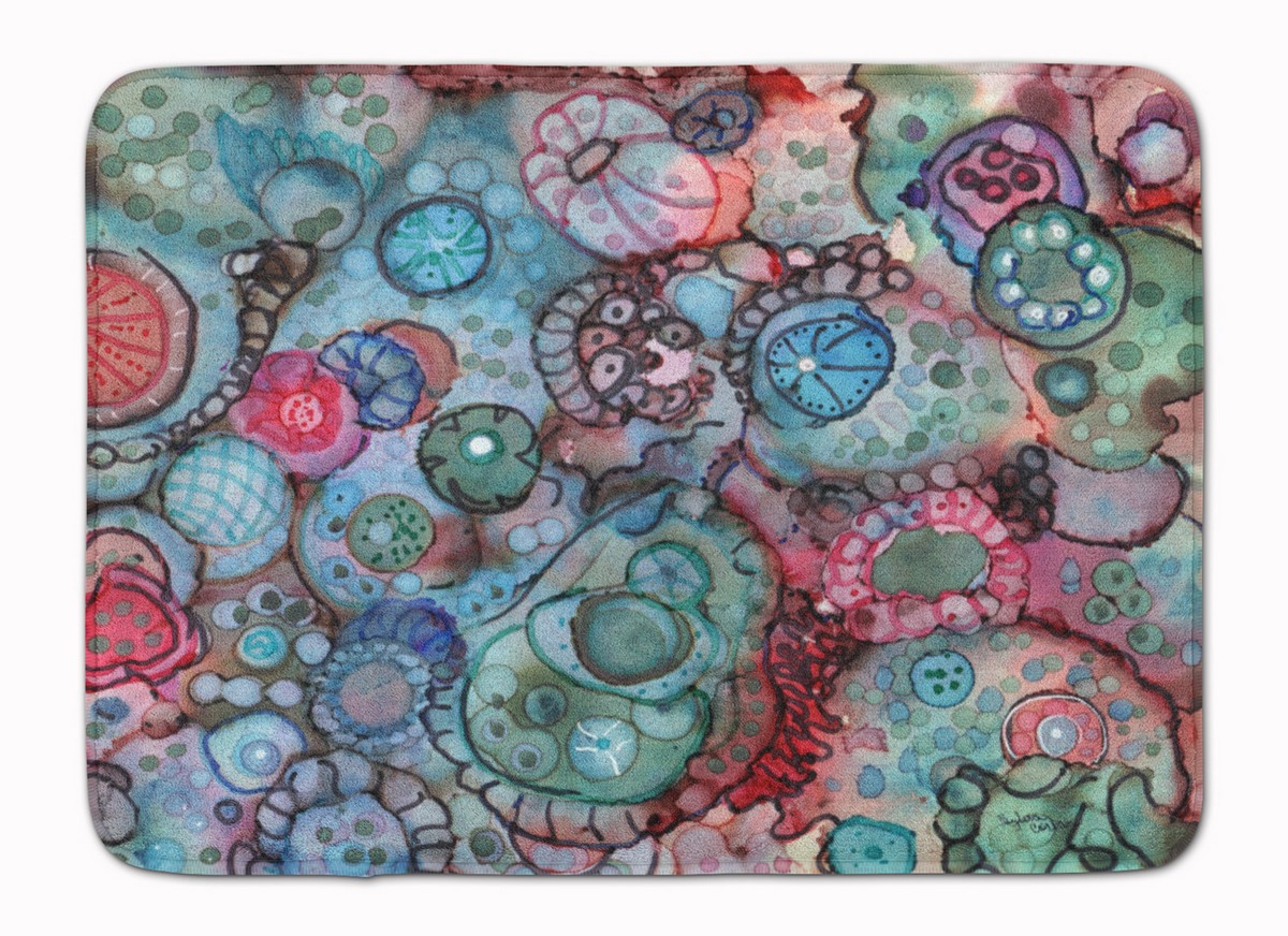 8982RUG Abstract in Reds & Blues Machine Washable Memory Foam Mat