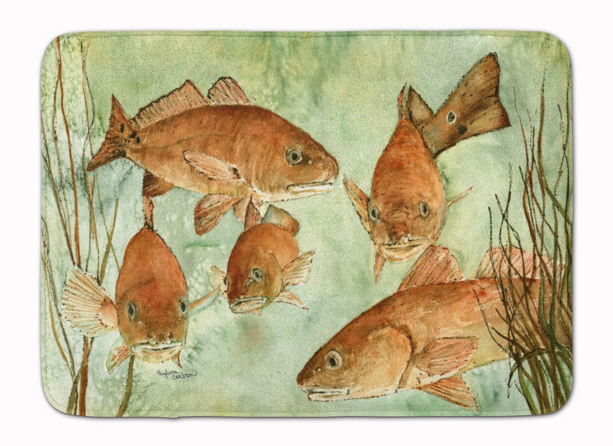 8983RUG Red Fish Swim Machine Washable Memory Foam Mat