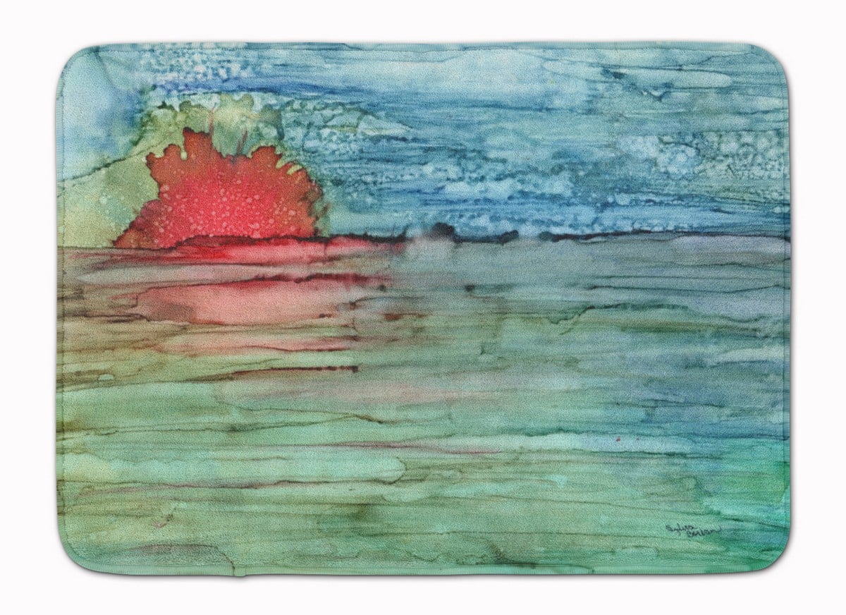 8984RUG Abstract Sunset on the Water Machine Washable Memory Foam Mat