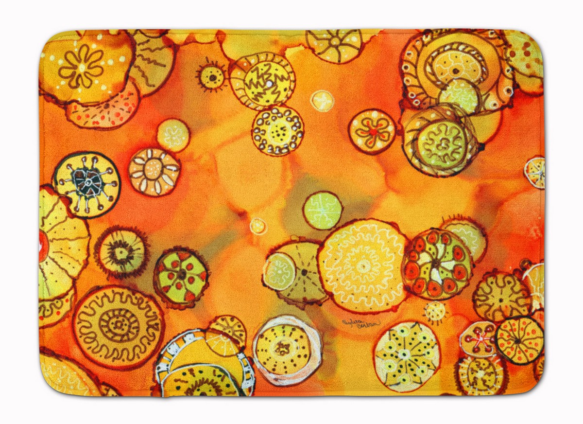 Abstract Flowers in Orange & Yellows Machine Washable Memory Foam Mat