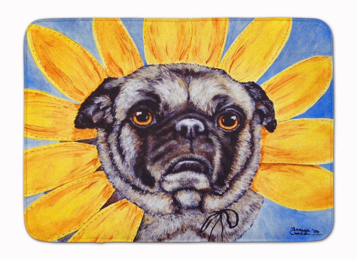 Sunflower Pug Machine Washable Memory Foam Mat