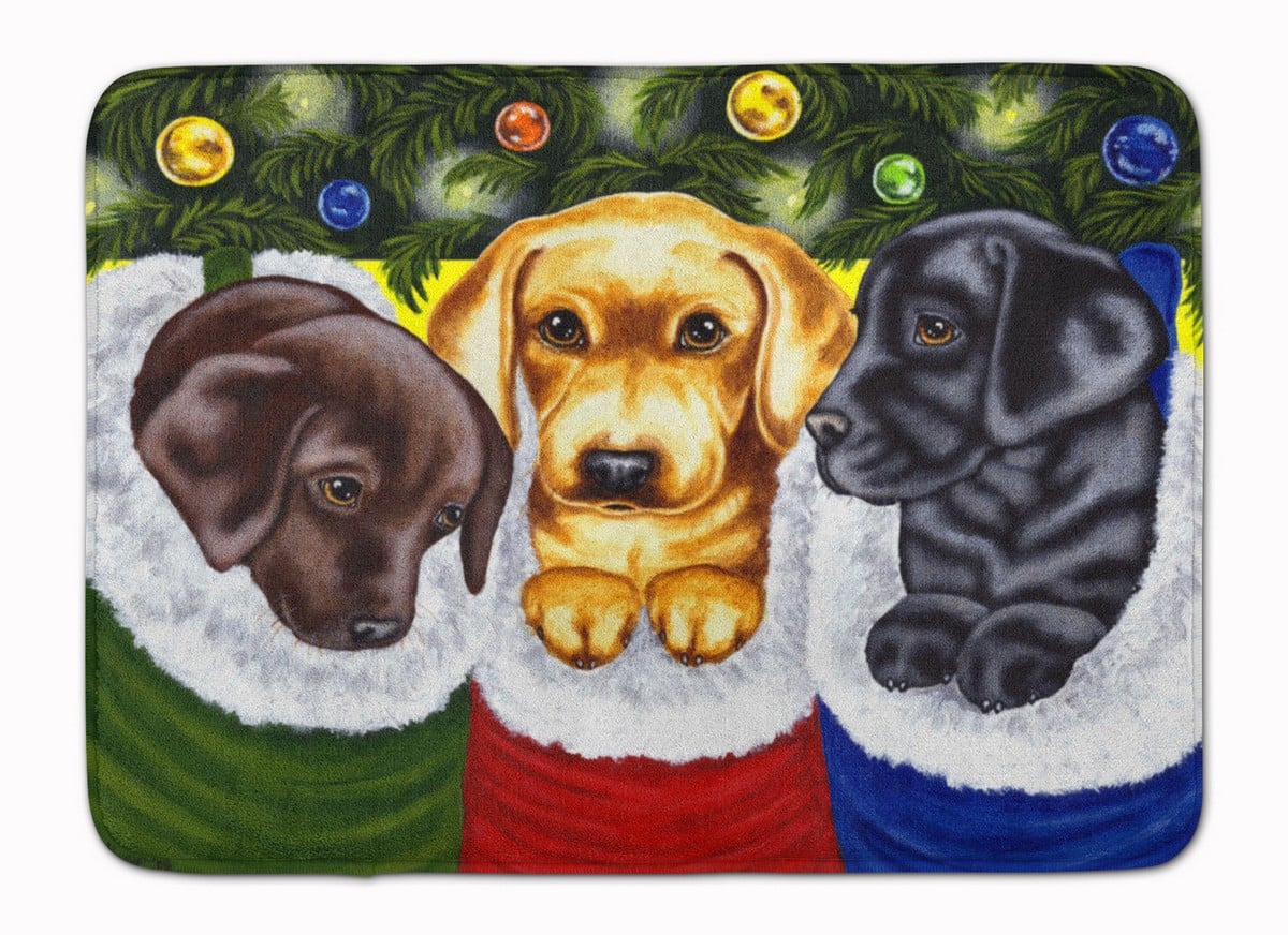 Christmas Stocking Surprise Labrador Machine Washable Memory Foam Mat