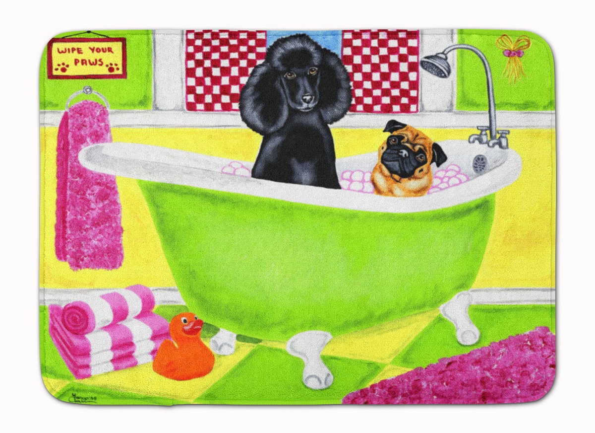 AMB1335RUG Tub for Two with Poodle & Pug Machine Washable Memory Foam Mat