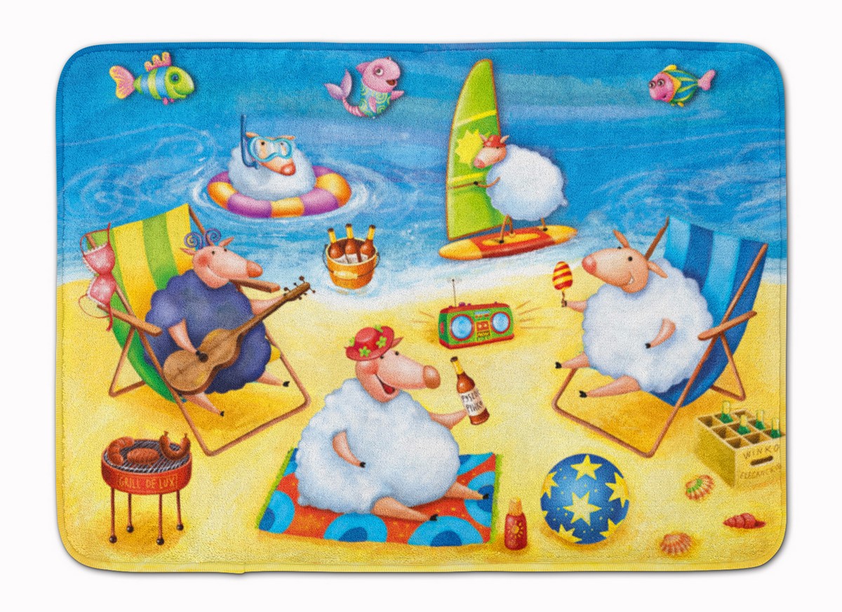 APH0081RUG Party Pigs on the Beach Machine Washable Memory Foam Mat