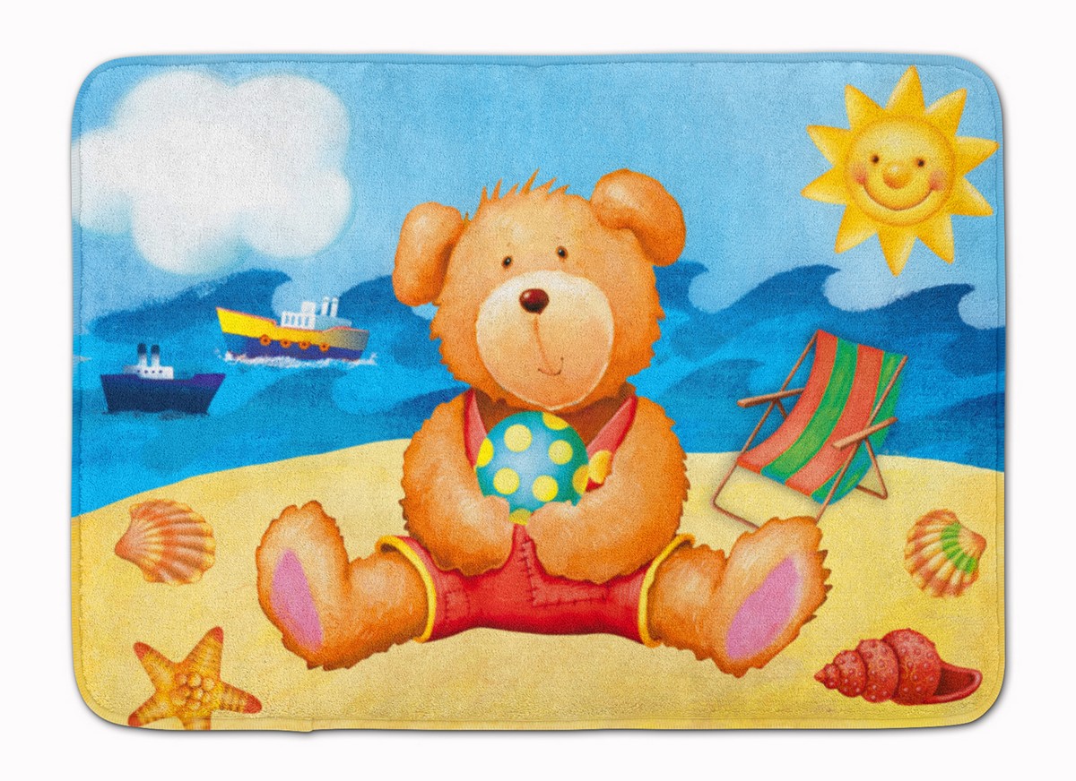 APH0088RUG Teddy Bear on the Beach Machine Washable Memory Foam Mat