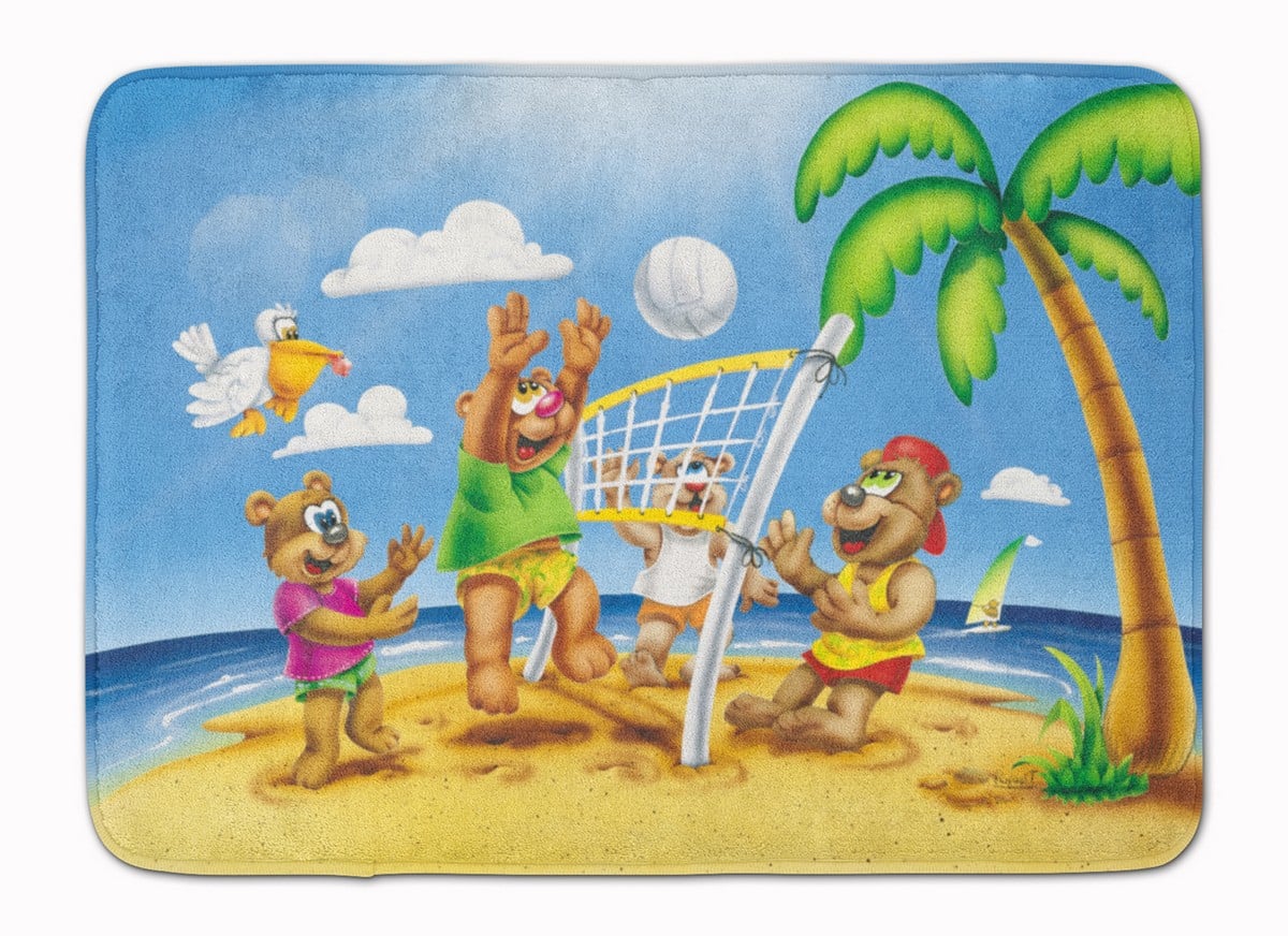APH0373RUG Bears Playing Volleyball Machine Washable Memory Foam Mat
