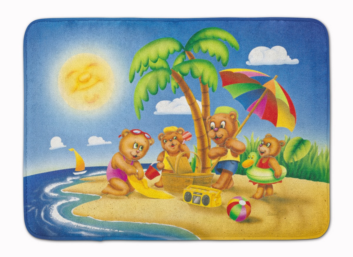 APH0375RUG Bears Playing at the Beach Machine Washable Memory Foam Mat