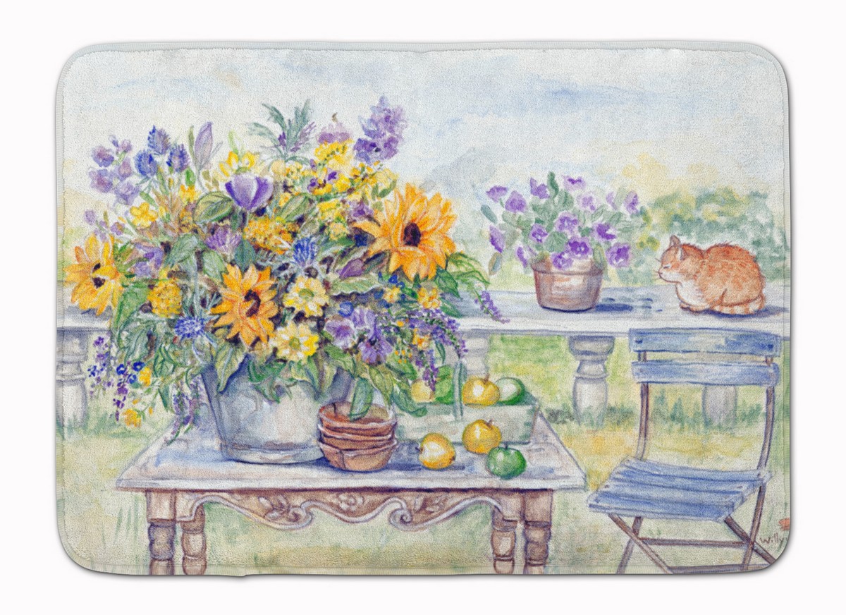 APH3566RUG Patio Bouquet of Flowers Machine Washable Memory Foam Mat