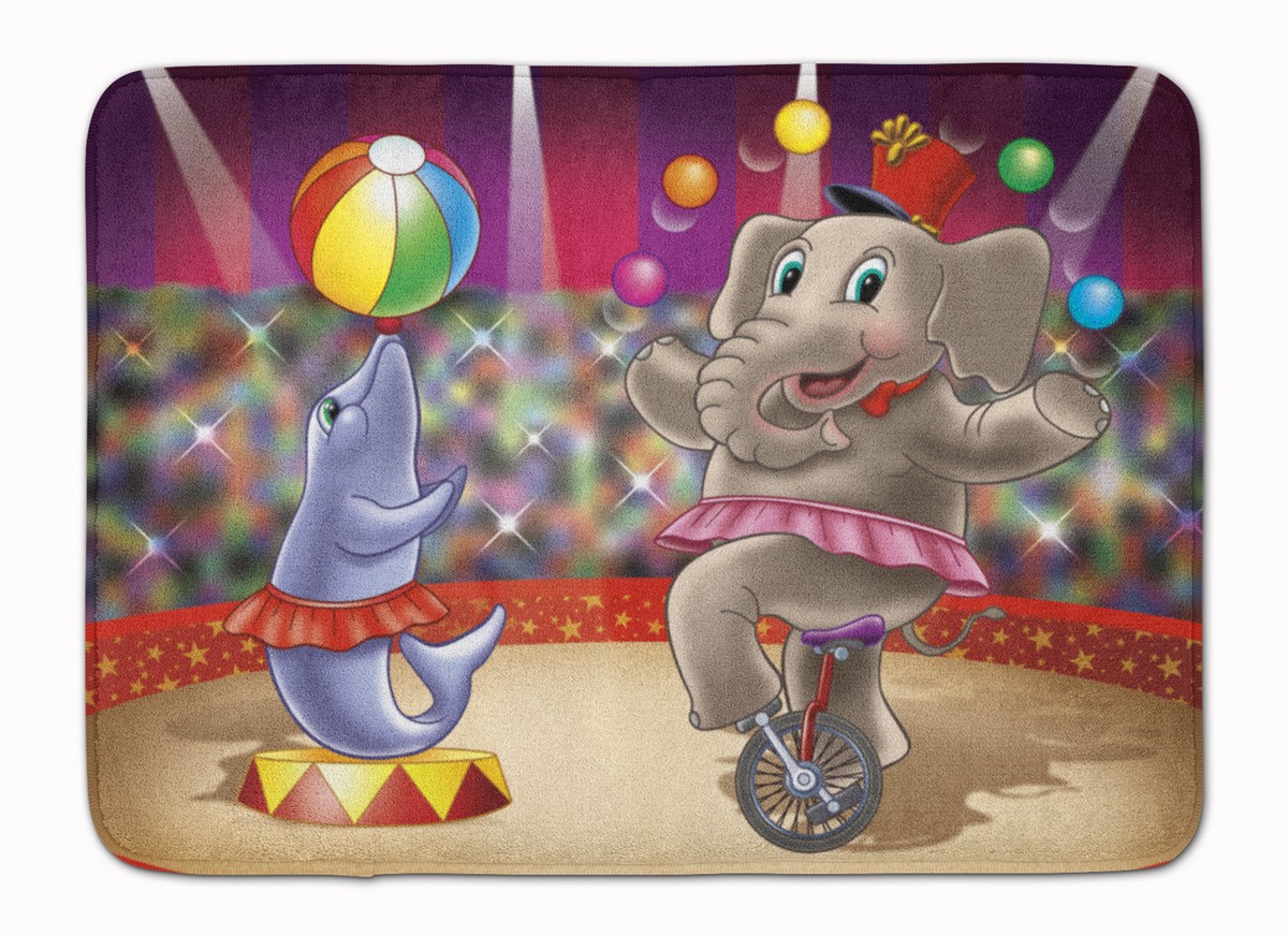 APH3816RUG Circus Elephand & Dolphin Machine Washable Memory Foam Mat