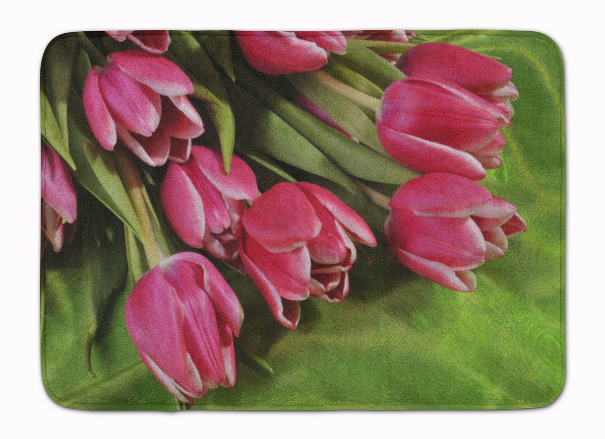Pink Tulips Machine Washable Memory Foam Mat
