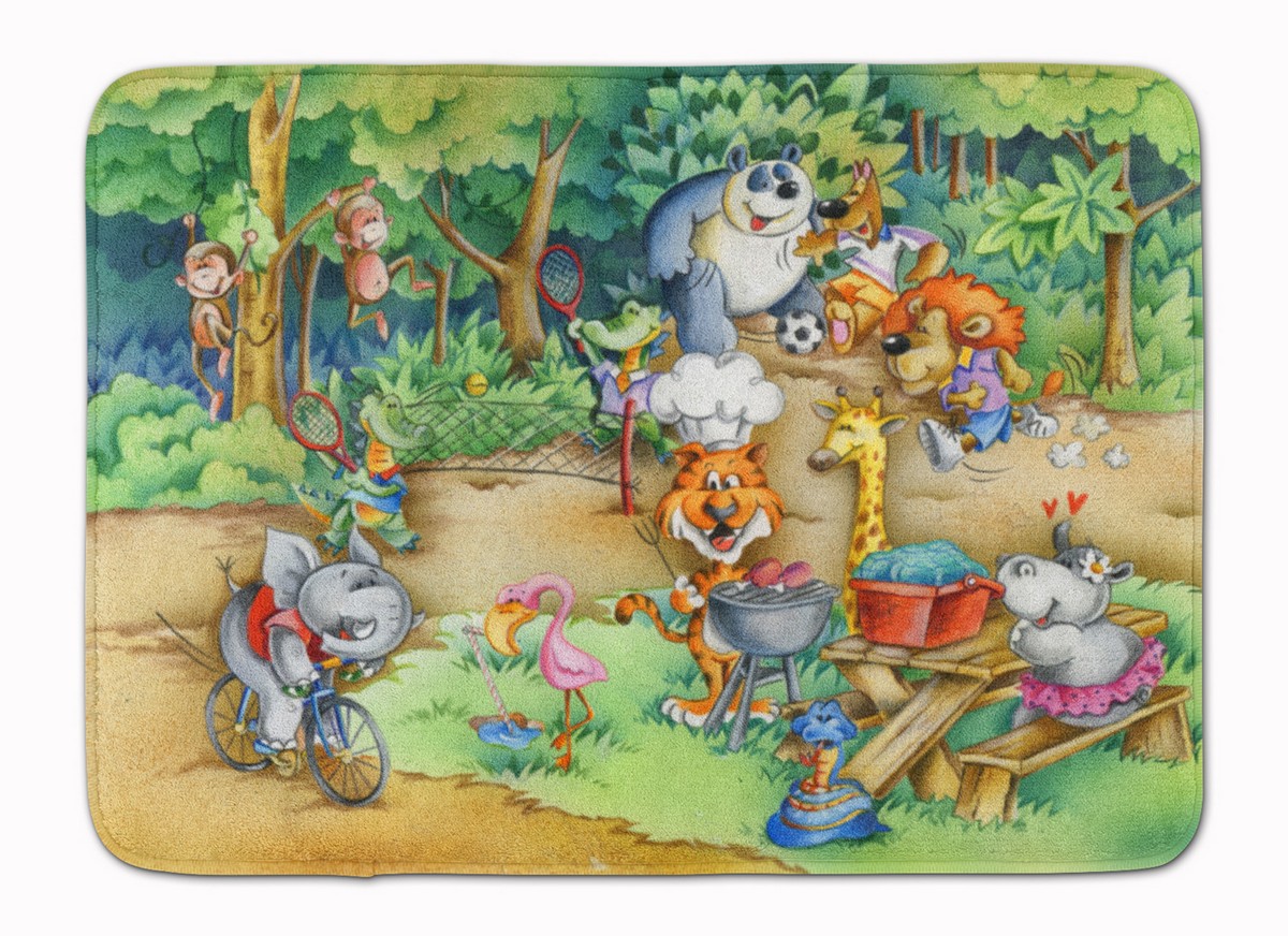 Animals at A Picnic Machine Washable Memory Foam Mat