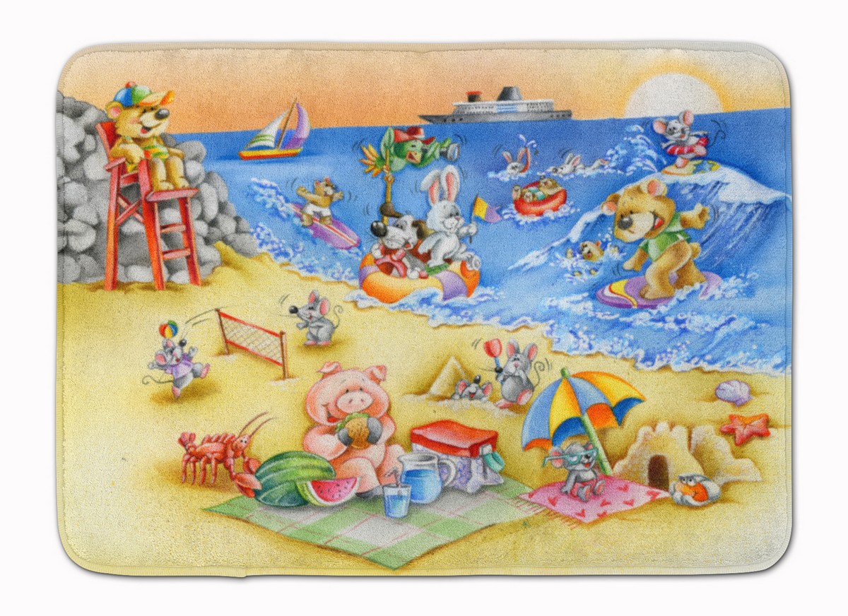 APH6822RUG Animals Swimming at the Beach Machine Washable Memory Foam Mat