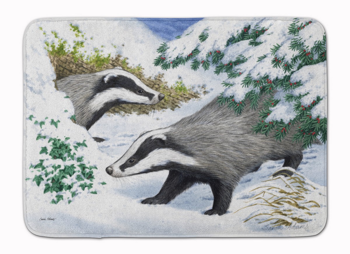 ASA2182RUG Badgers in the snow Machine Washable Memory Foam Mat