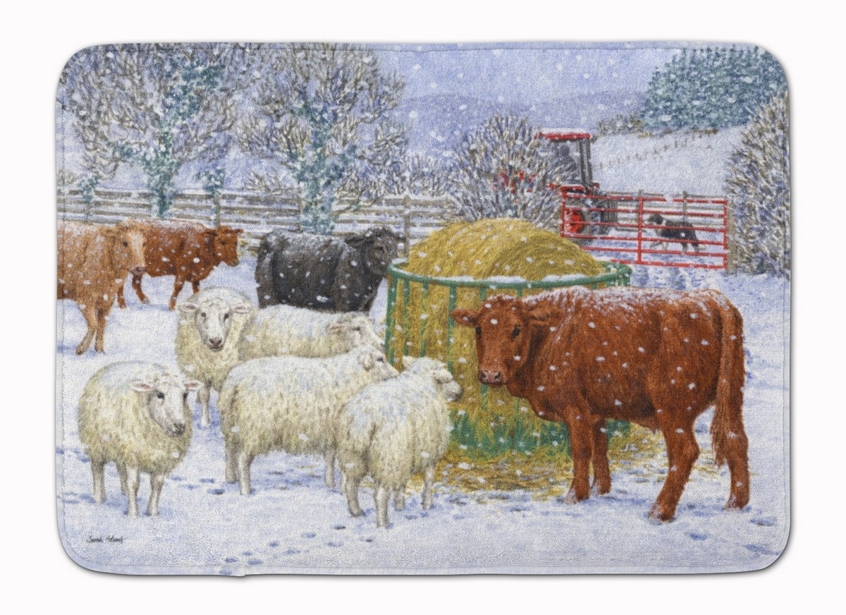 ASA2207RUG Cows & Sheep in the Snow Machine Washable Memory Foam Mat