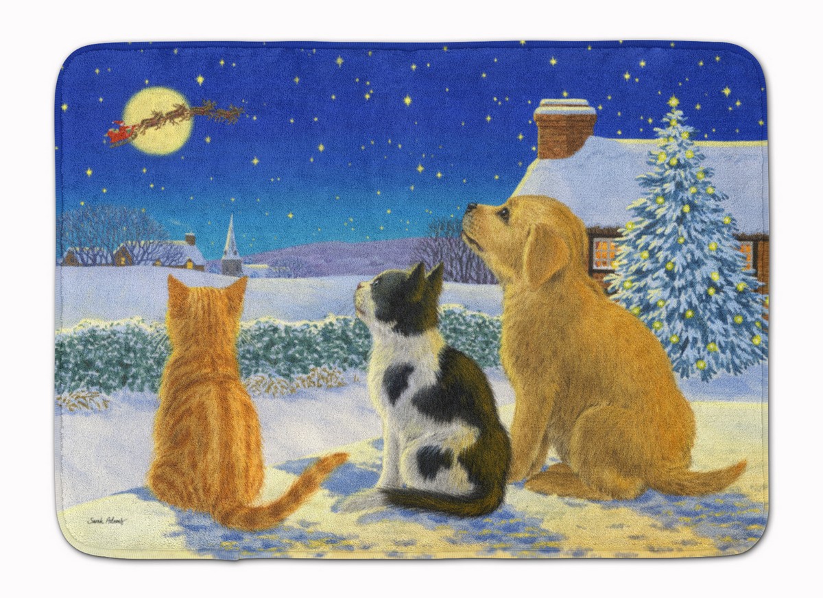 Golden Retriever kittens Watching Santa Machine Washable Memory Foam Mat