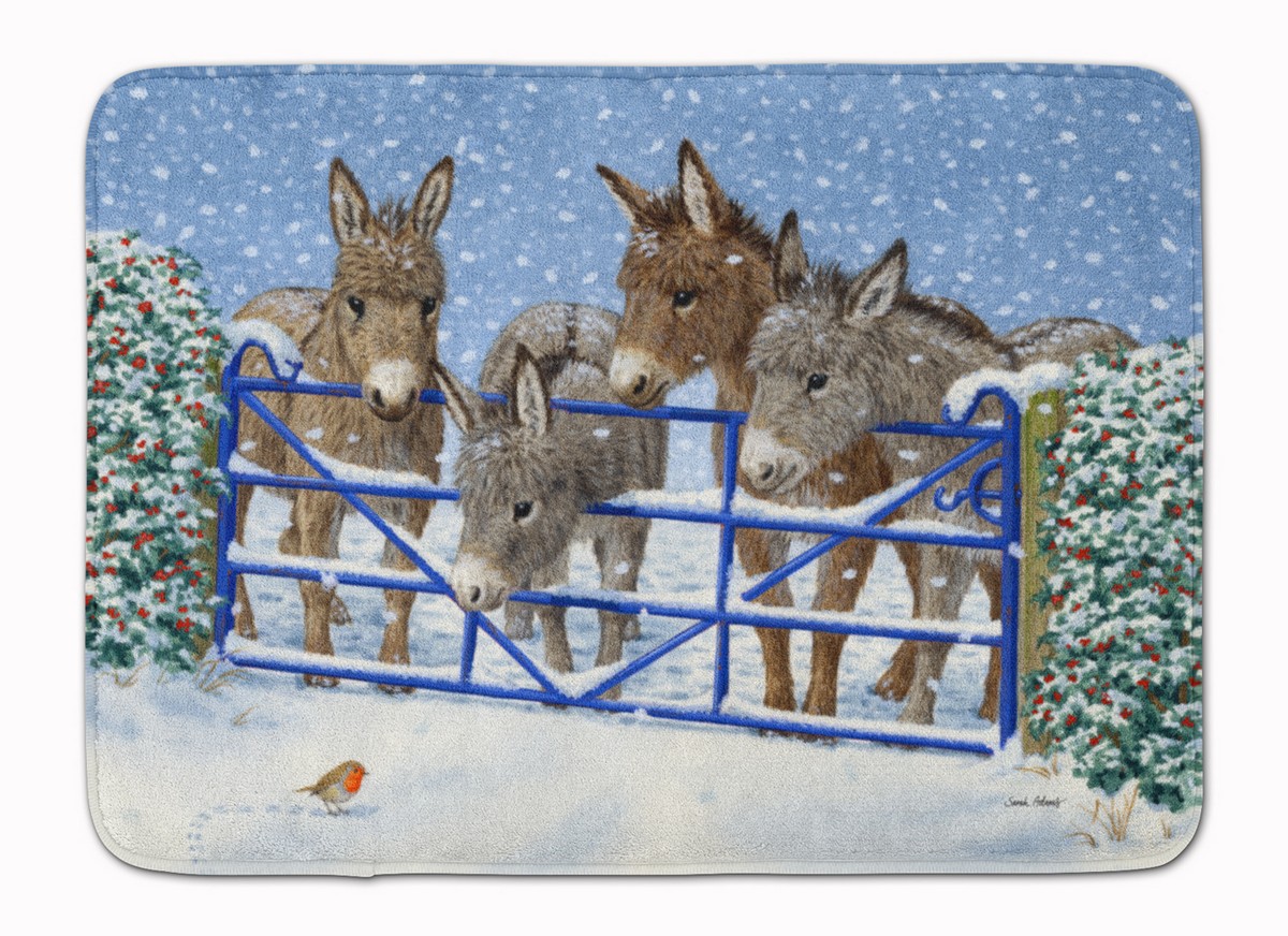 Donkeys & Robin at the Fence Machine Washable Memory Foam Mat