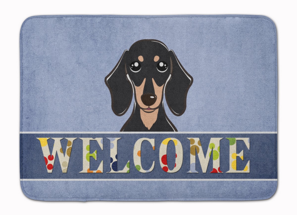 Smooth Black & Tan Dachshund Welcome Machine Washable Memory Foam Mat