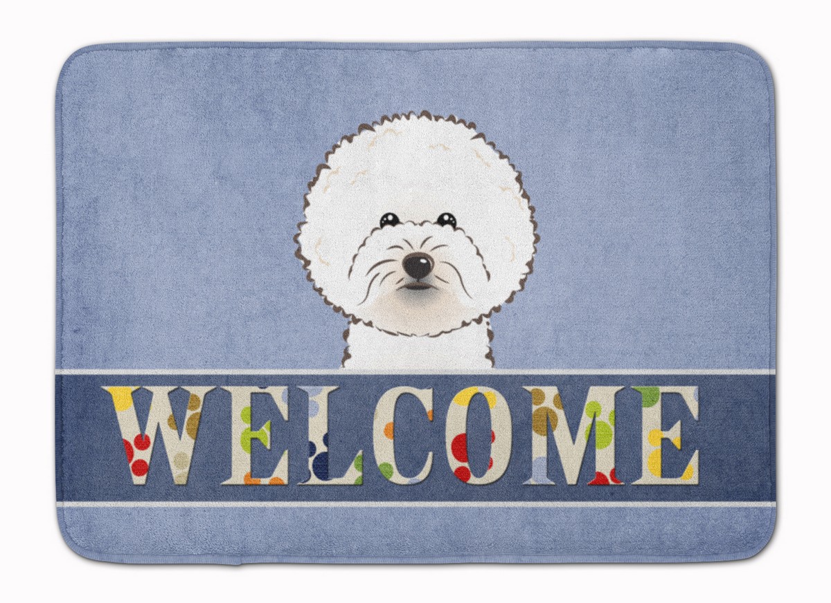 BB1403RUG Bichon Frise Welcome Machine Washable Memory Foam Mat