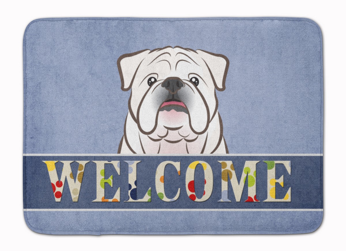 BB1406RUG White English Bulldog Welcome Machine Washable Memory Foam Mat