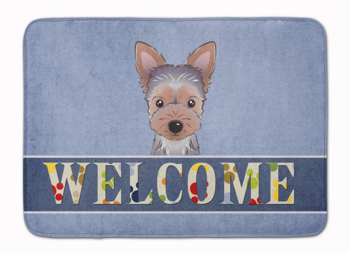 Yorkie Puppy Welcome Machine Washable Memory Foam Mat