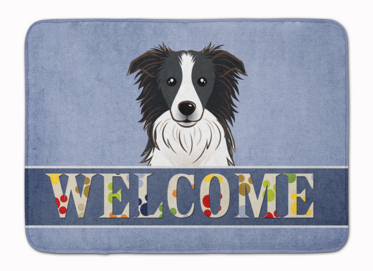 BB1427RUG Border Collie Welcome Machine Washable Memory Foam Mat