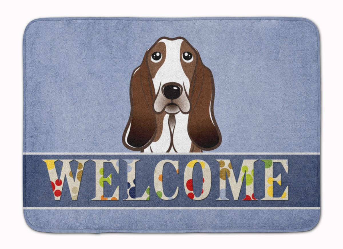 Basset Hound Welcome Machine Washable Memory Foam Mat