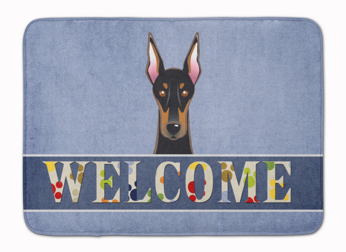 BB1431RUG Doberman Welcome Machine Washable Memory Foam Mat