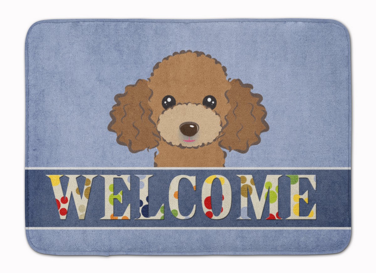 BB1442RUG Chocolate & Brown Poodle Welcome Machine Washable Memory Foam Mat