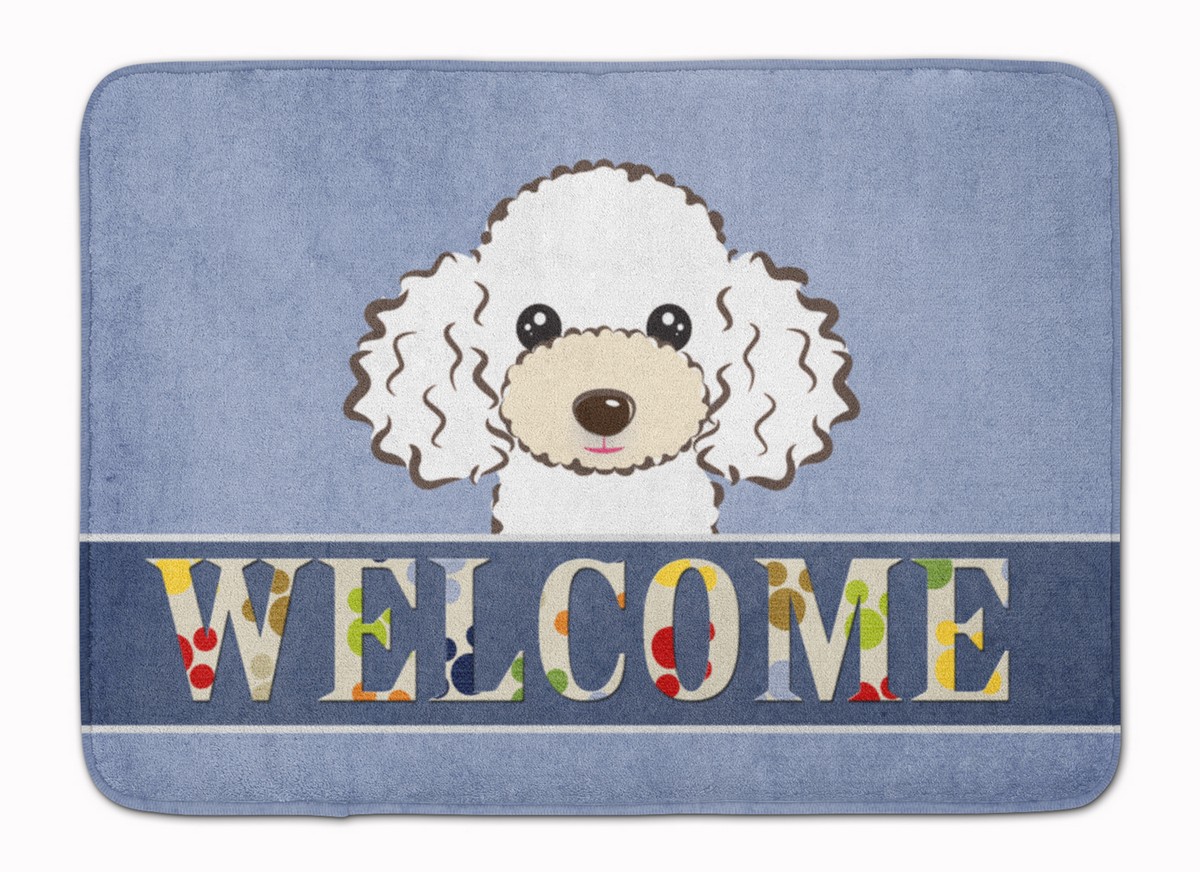 Carolines Treasures BB1443RUG White Poodle Welcome Machine Washable Memory Foam Mat