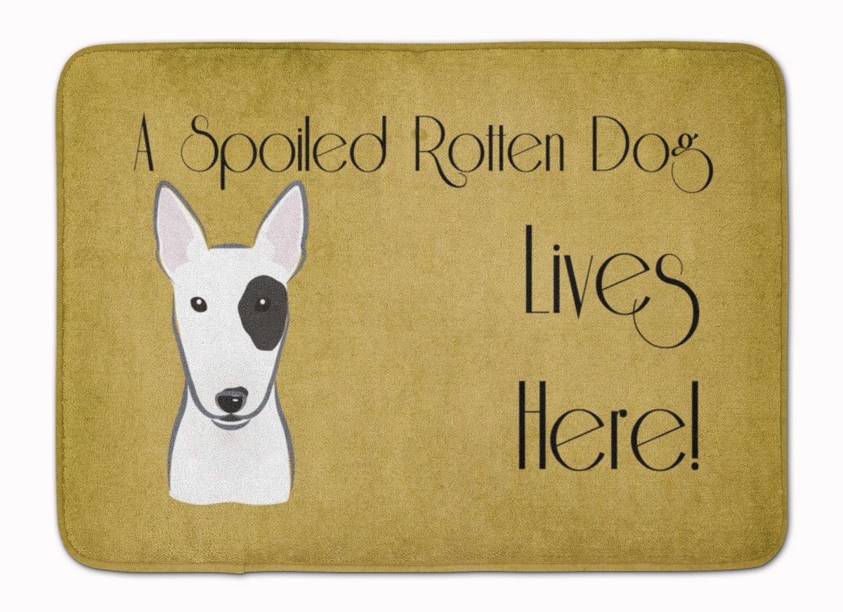 BB1457RUG Bull Terrier Spoiled Dog Lives Here Machine Washable Memory Foam Mat
