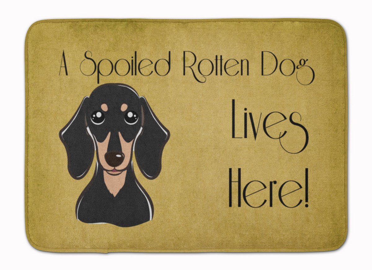 BB1463RUG Smooth Black & Tan Dachshund Spoiled Dog Machine Washable Memory Foam Mat