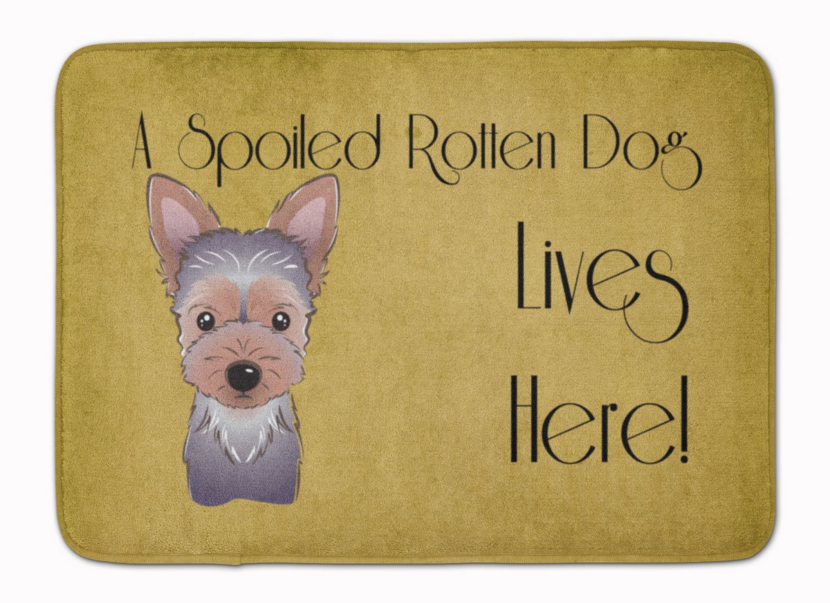Yorkie Puppy Spoiled Dog Lives Here Machine Washable Memory Foam Mat