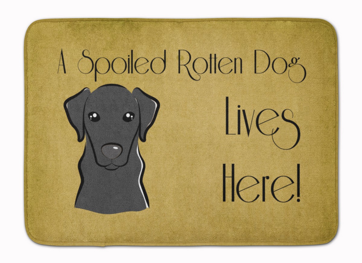 BB1483RUG Black Labrador Spoiled Dog Lives Here Machine Washable Memory Foam Mat