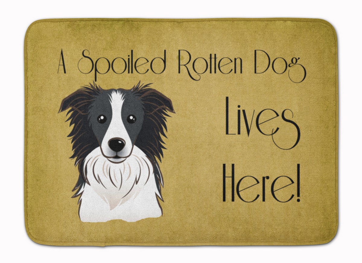 BB1489RUG Border Collie Spoiled Dog Lives Here Machine Washable Memory Foam Mat