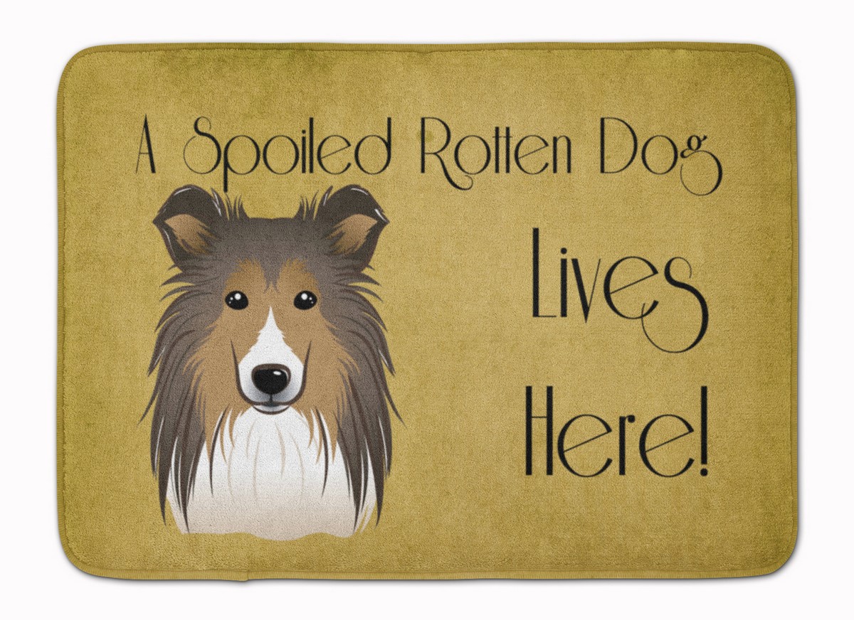 BB1490RUG Sheltie Spoiled Dog Lives Here Machine Washable Memory Foam Mat