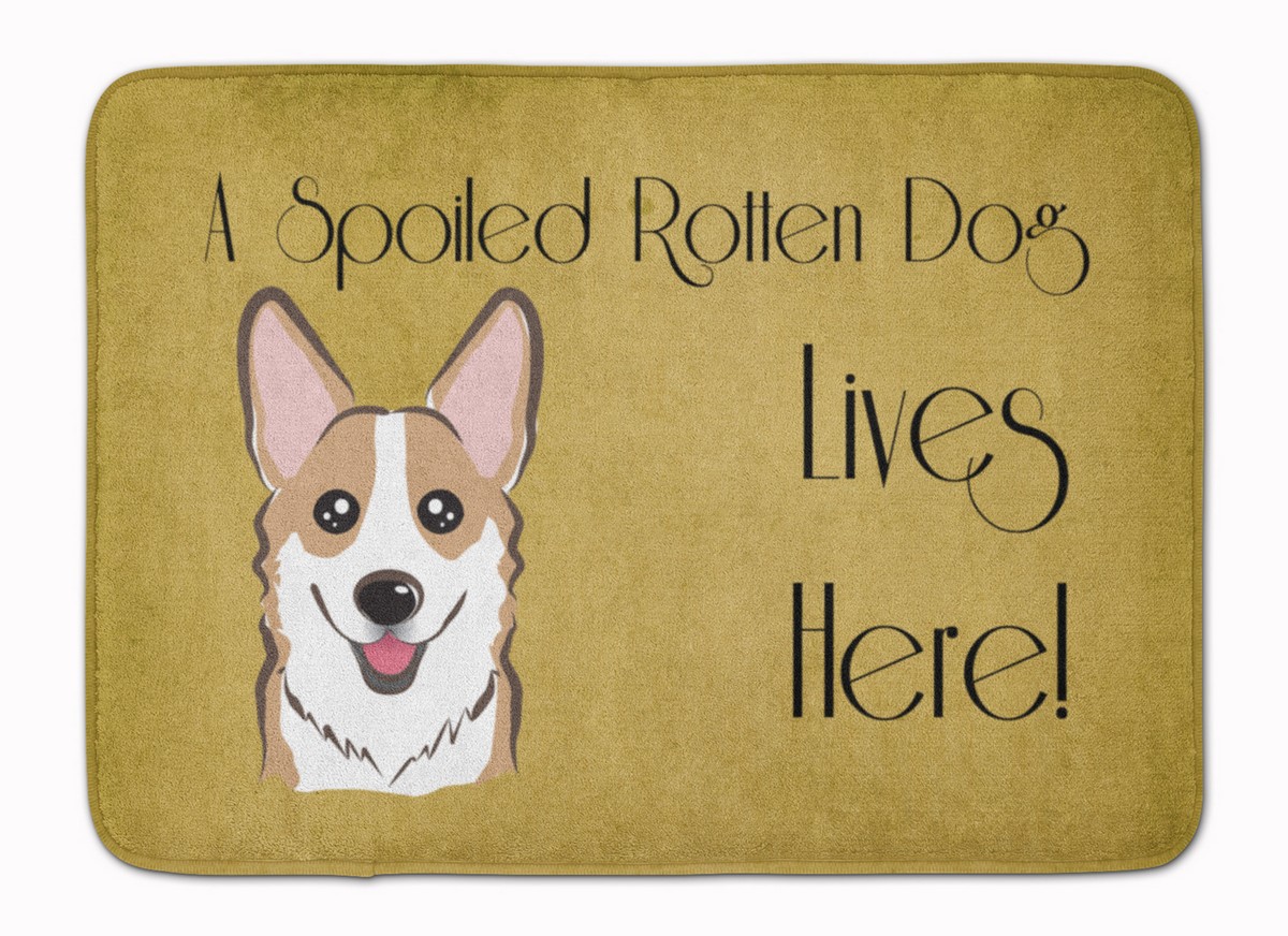BB1501RUG Sable Corgi Spoiled Dog Lives Here Machine Washable Memory Foam Mat