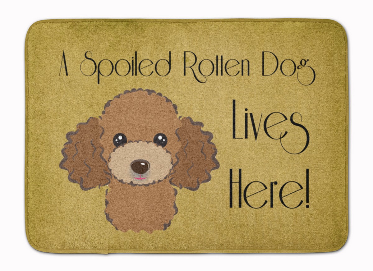 BB1504RUG Chocolate & Brown Poodle Spoiled Dog Machine Washable Memory Foam Mat
