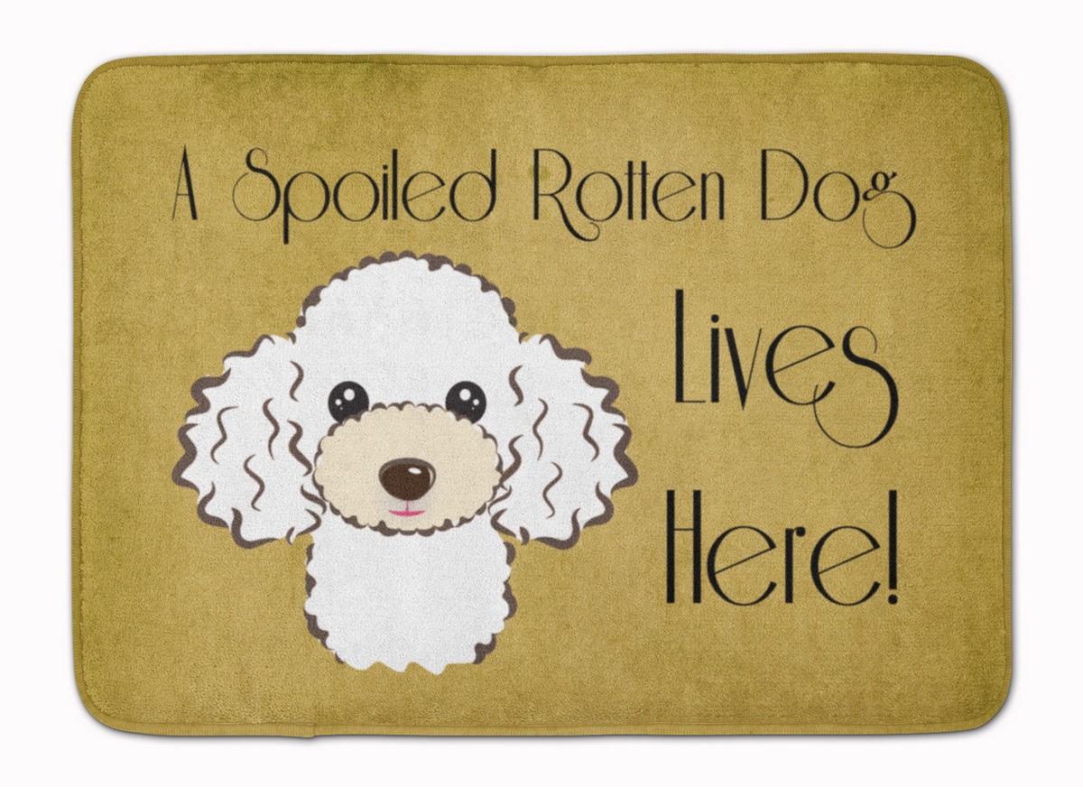 BB1505RUG White Poodle Spoiled Dog Lives Here Machine Washable Memory Foam Mat