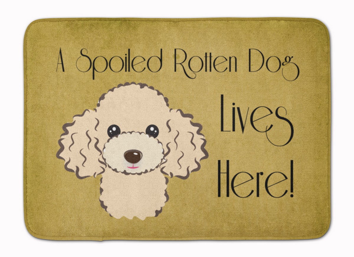 BB1506RUG Buff Poodle Spoiled Dog Lives Here Machine Washable Memory Foam Mat