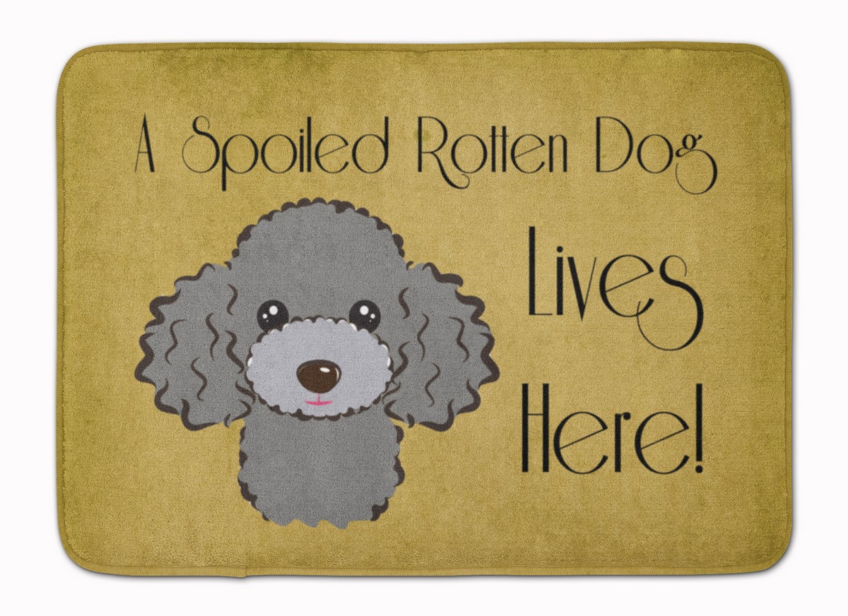BB1507RUG Silver & Grey Poodle Spoiled Dog Machine Washable Memory Foam Mat