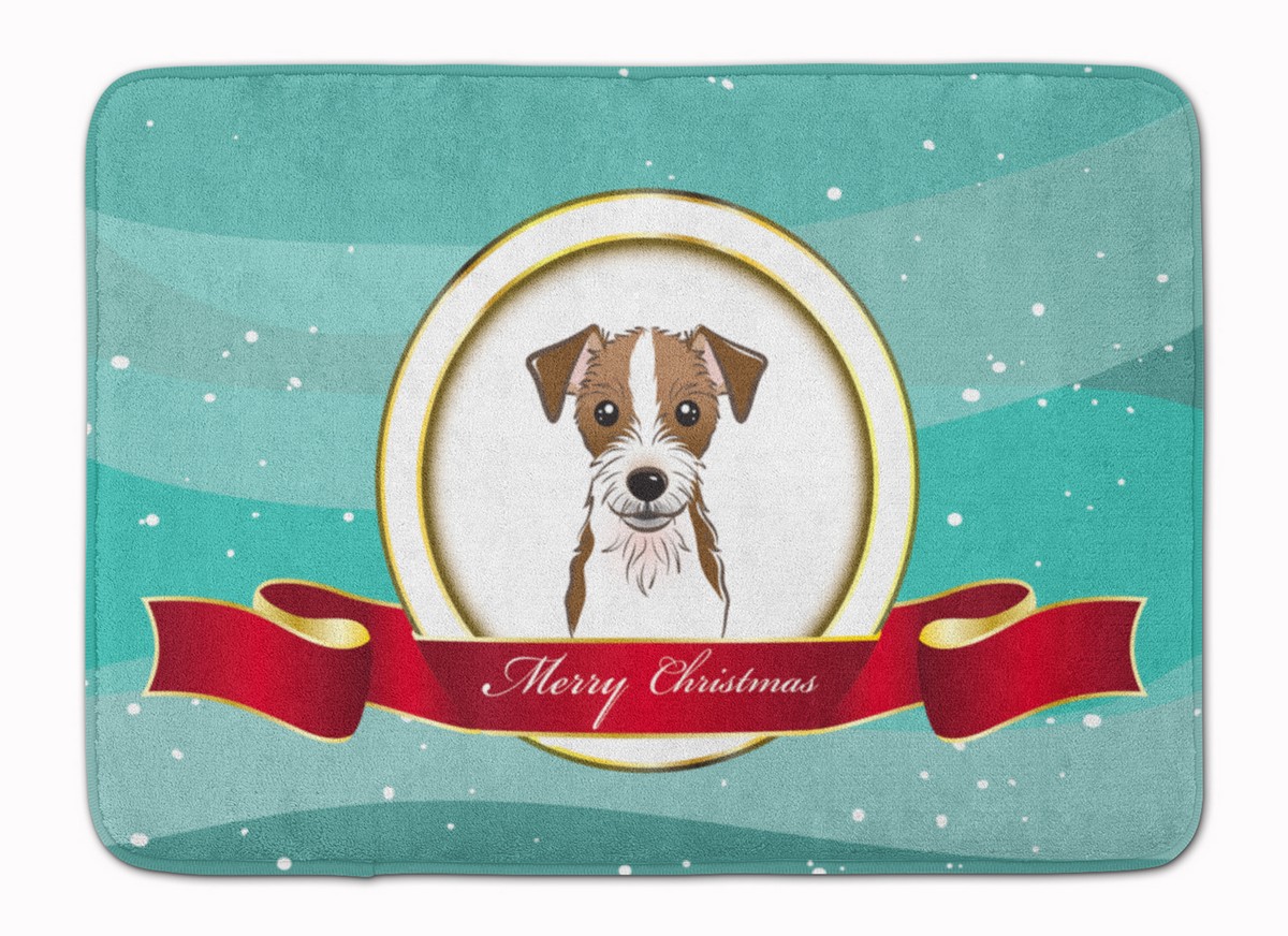 BB1512RUG Jack Russell Terrier Merry Christmas Machine Washable Memory Foam Mat