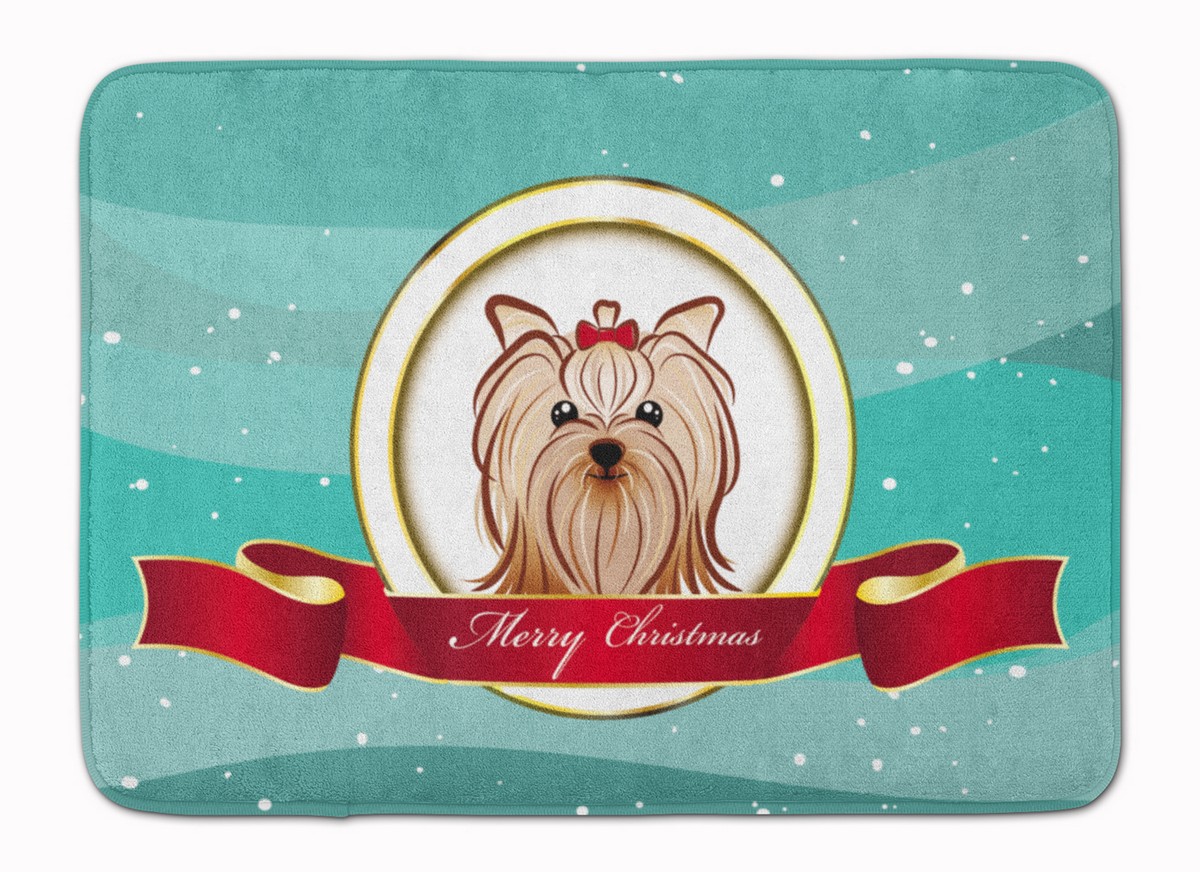 BB1514RUG Yorkie Yorkishire Terrier Christmas Machine Washable Memory Foam Mat