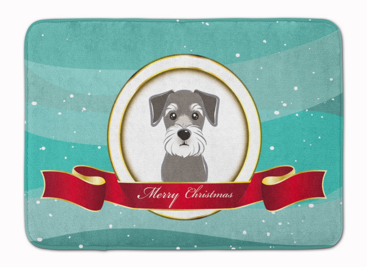 BB1516RUG Schnauzer Merry Christmas Machine Washable Memory Foam Mat